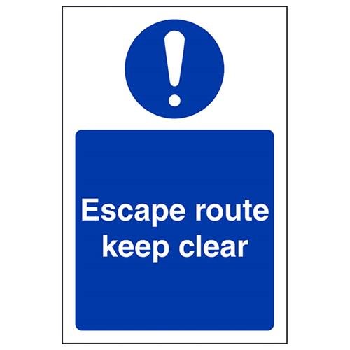 VSafety Escape Route Keep Clear Schild, Hochformat, 100 x 150 mm, 1 mm starrer Kunststoff von V Safety