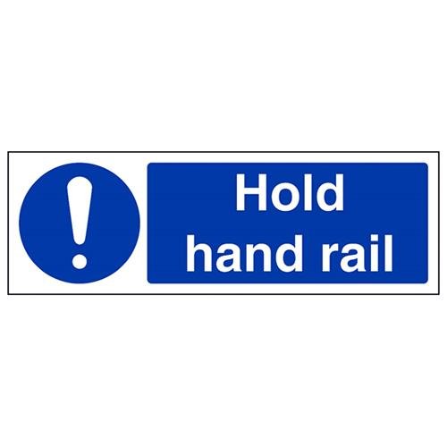 VSafety Hold Handschienenschild – Querformat – 300 mm x 100 mm – 1 mm starrer Kunststoff von V Safety