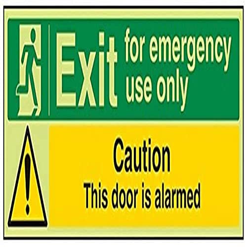 vsafety 21012bj-g Sicherer Zustand Exit Schild, EXIT für Notfall Verwendung nur/Tür beunruhigt, Landschaft, 1 mm Glow in the Dark Kunststoff, 450 mm x 150 mm, schwarz, grün, gelb von VSafety