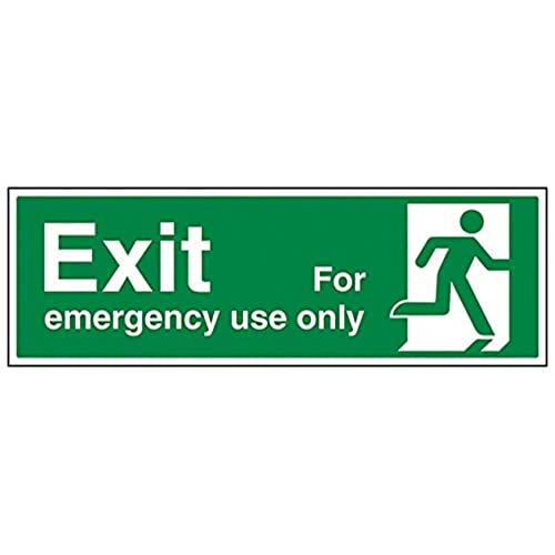 vsafety 21013bp-r Sicherer Zustand Exit Schild, EXIT für Notfall Verwendung nur Man rechts, Landschaft, 1 mm starrer Kunststoff, 600 mm x 200 mm x 200 mm, grün von VSafety