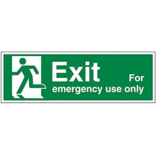 vsafety 21014bp-r Sicherer Zustand Exit Schild, EXIT für Notfall Verwendung nur Man links, Landschaft, 1 mm starrer Kunststoff, 600 mm x 200 mm x 200 mm, grün von VSafety