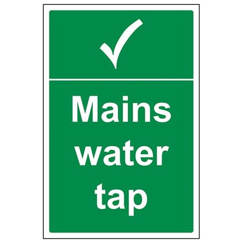 VSafety Mains Wasserhahn-Schild, Hochformat, selbstklebend, Vinyl, 200 mm x 300 mm von V Safety