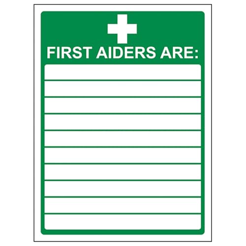 VSafety First Aiders Schild, Hochformat, 150 mm x 200 mm, 1 mm starrer Kunststoff von VSafety