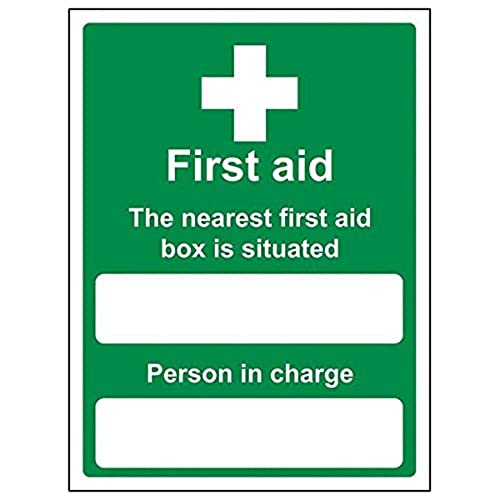 vsafety 31010 an-s die "Nearest First Aid Box befindet sich" Zeichen, 150 mm x 200 mm x 200 mm (3 Stück) von VSafety
