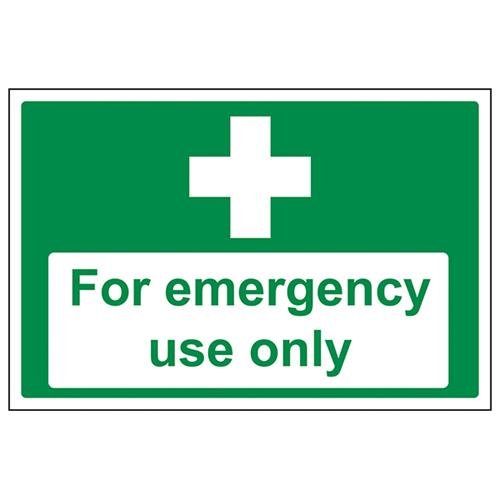 VSafety Schild mit Aufschrift "First Aid For Emergency Use Only", Querformat, 300 x 200 mm, 1 mm Hartplastik von V Safety