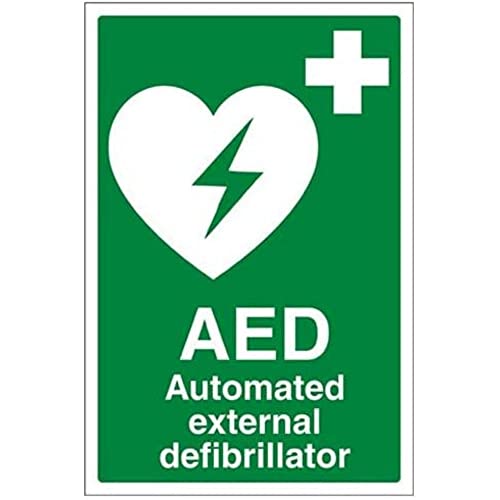 vsafety 31033 au-s "AED Automatiesierter Externer Defibrillator" Erste Hilfe Allgemeine Zeichen, selbstklebend, Portrait, 200 mm x 300 mm, grün von VSafety