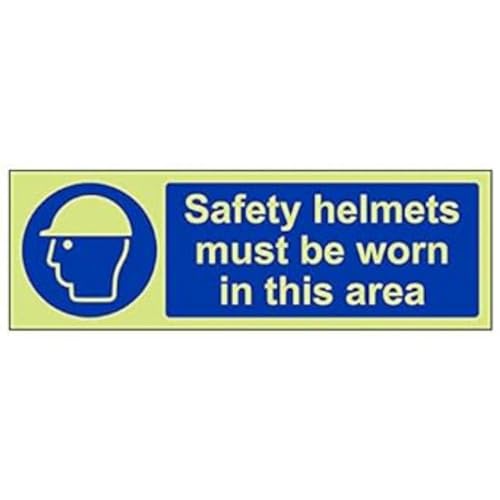 vsafety 41006 Hausschuhe ax-g "Sicherheit Helme zu tragen, in diesem Bereich" Zeichen, 300 mm x 100 mm (3 Stück) von VSafety