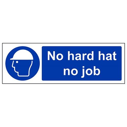 VSafety No Hard Hat No Job PSA-Schild, Querformat, 300 x 100 mm, 1 mm starrer Kunststoff von V Safety