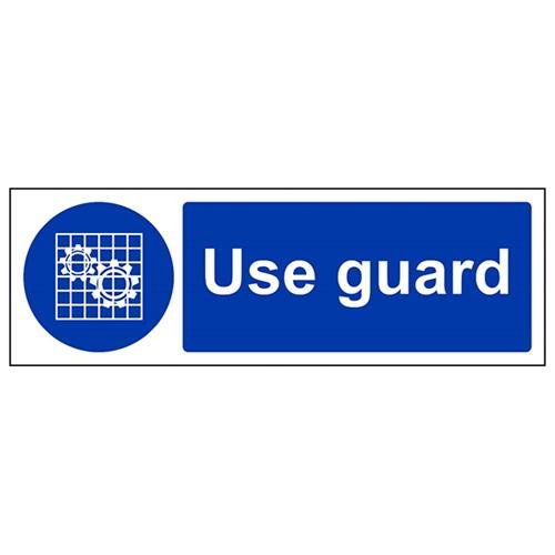 VSafety Schild mit Aufschrift "Use Guard", Querformat, 300 x 100 mm, 1 mm starrer Kunststoff von V Safety