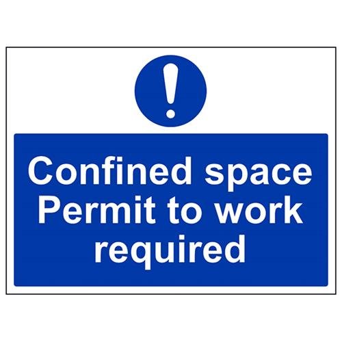 VSafety Schild "Confined Space Permit To Work Required" – Querformat – 400 mm x 300 mm – 1 mm Hartkunststoff von V Safety