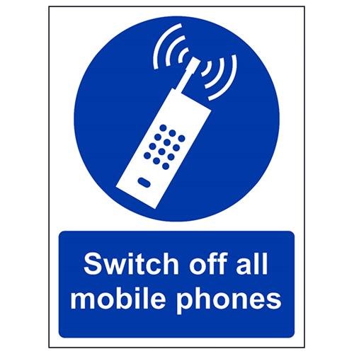 VSafety Switch Off All Mobiltelefon-Schild, Hochformat, 200 mm x 300 mm von V Safety