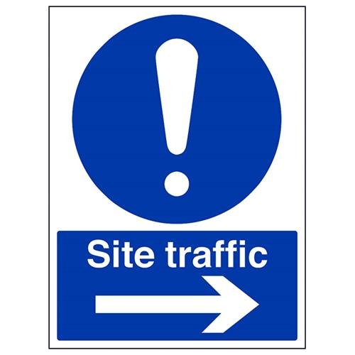 VSafety Site Traffic, Pfeil rechts, Hochformat, 300 x 400 mm, 1 mm starrer Kunststoff von V Safety