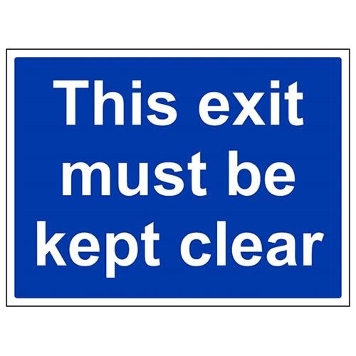 VSafety Hinweisschild "This Exit Must Be Kept Clear", Querformat, 400 x 300 mm, 1 mm starrer Kunststoff von V Safety