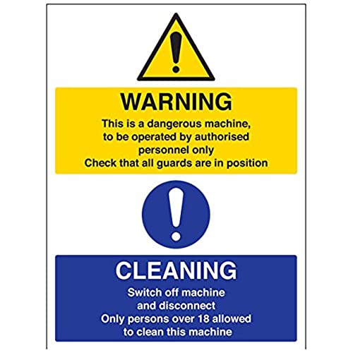 vsafety 44007bc-s Pflicht Catering Schild, selbstklebend, Warnung/Reinigung, Portrait, 300 mm x 400 mm, schwarz, blau, gelb von VSafety