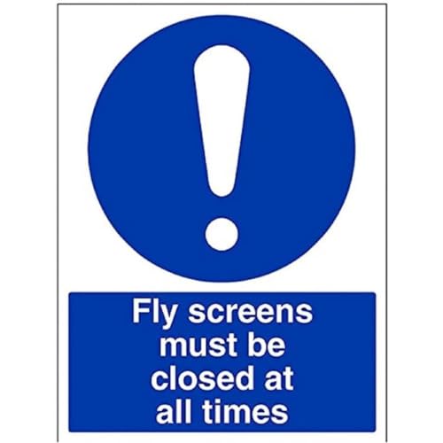 VSafety Fliegengitter "Must Be Closed At All Times", Hochformat, 300 x 400 mm, 1 mm starrer Kunststoff von V Safety