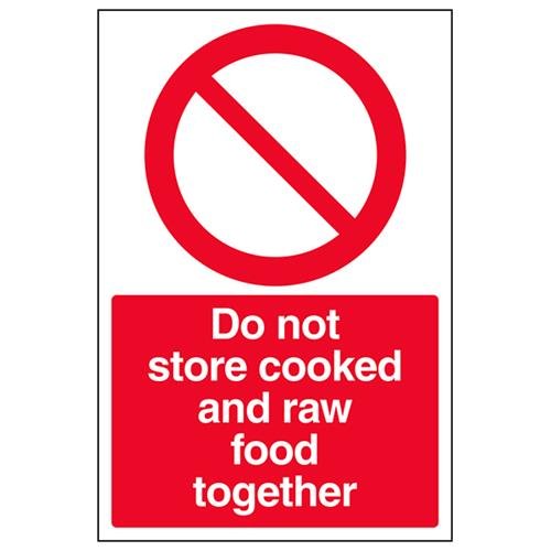 VSafety Do Not Store Cooked And Raw Food Together Schild, Hochformat, 200 x 300 mm, 1 mm starrer Kunststoff von V Safety