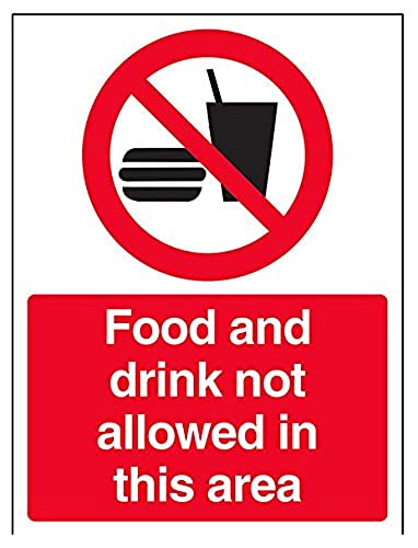 VSafety Food And Drink Not Allowed In This Area Schild, Hochformat, 150 x 200 mm, 1 mm starrer Kunststoff von V Safety