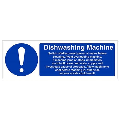 vsafety 44031 ax-s Pflicht Catering Schild, selbstklebend, Gericht Waschmaschine, Landschaft, 300 mm x 100 mm, blau von VSafety