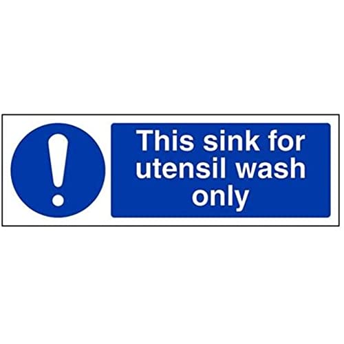 vsafety 44052 ax-s Pflicht Catering Schild, selbstklebend,"This Sink für Utensil Waschen nur," Landschaft, 300 mm x 100 mm, blau von VSafety