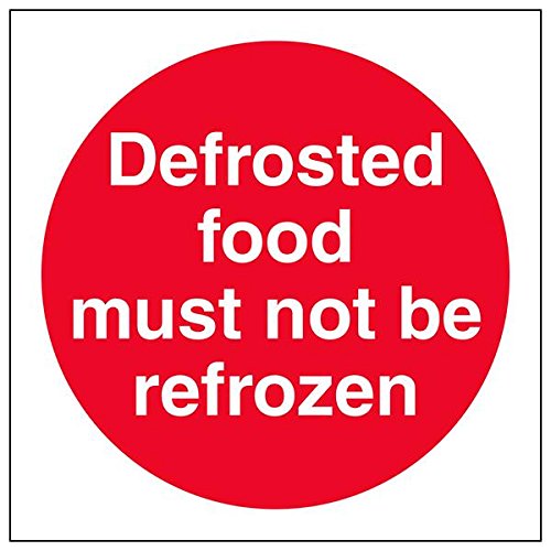 vsafety 44074 AF-S "defrosted Lebensmittel müssen nicht wiederverwendbar – Kann immer" Sign, 100 mm x 100 mm (3 Stück) von VSafety