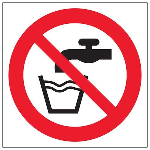 VSafety Schild "Not Drinking Water Symbol Prohibition", quadratisch, 200 mm x 200 mm, 1 mm starrer Kunststoff von V Safety