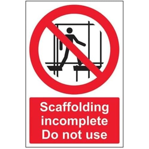 VSafety Scaffolding Incomplete Do Not Use Schild – Hochformat – 200 mm x 300 mm – 1 mm starrer Kunststoff von V Safety