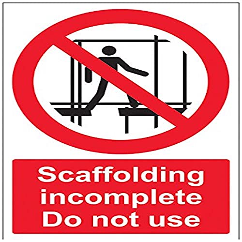 VSafety Scaffolding Incomplete Do Not Use Schild – Hochformat – 200 mm x 300 mm – selbstklebendes Vinyl von V Safety