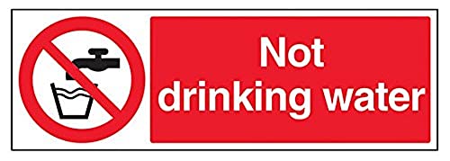 VSafety Warnschild mit englischer Aufschrift „Not Drinking Water“, Querformat, 450 x 150 mm, 1 mm starker Kunststoff von VSafety