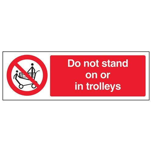 VSafety Schild "Do Not Stand On Or In Trolley", Querformat, 300 x 100 mm, 1 mm starrer Kunststoff von V Safety