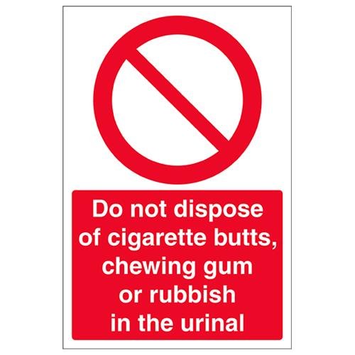 VSafety Do Not Dispose Rubbish In Urinal Verbotsschild, Hochformat, 200 x 300 mm, 1 mm starrer Kunststoff von V Safety
