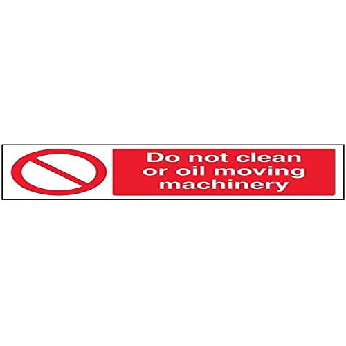 VSafety Do Not Clean Or Oil Moving Machinery Schild, Querformat, 300 x 100 mm, 1 mm starrer Kunststoff von V Safety