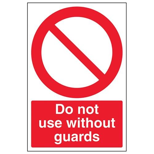 VSafety Schild "Do Not Use Without Guards", Hochformat, 200 x 300 mm, 1 mm Hartplastik von V Safety