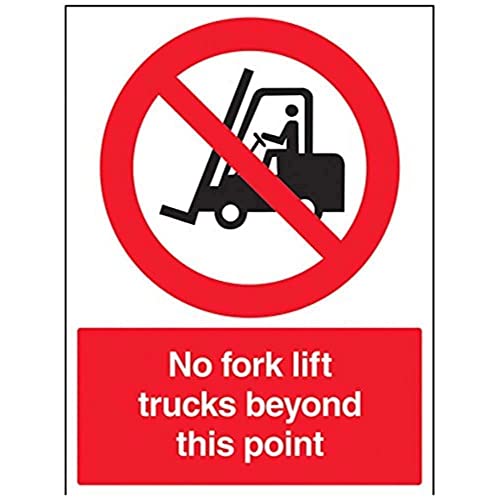 vsafety 56002bc-r "Keine Gabel Lift Trucks Beyond This Point" Verbot Fahrzeug-Zeichen, starrer Kunststoff, Porträt, 300 mm x 400 mm, schwarz/rot von VSafety