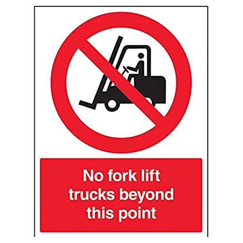 vsafety 56002bc-s "Keine Gabel Lift Trucks Beyond This Point" Verbot Fahrzeug-Zeichen, selbstklebend, Porträt, 300 mm x 400 mm, schwarz/rot von VSafety