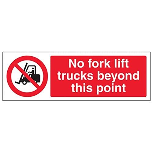 vsafety 56007 ax-s "Keine Gabel Lift Trucks Beyond This Point" Verbot Fahrzeug-Zeichen, selbstklebend, Landschaft, 300 mm x 100 mm, schwarz/rot von VSafety