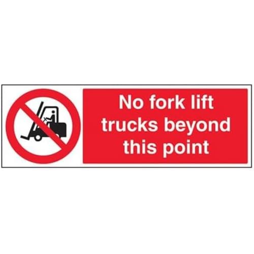 vsafety 56007bp-s "Keine Gabel Lift Trucks Beyond This Point" Verbot Fahrzeug-Zeichen, selbstklebend, Landschaft, 600 mm x 200 mm x 200 mm, schwarz/rot von VSafety