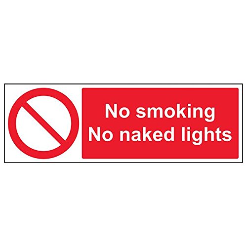VSafety 57012BJ-S Schild "No Smoking/No Naked Lights", Querformat, 450 mm x 150 mm, 3 Stück von V Safety