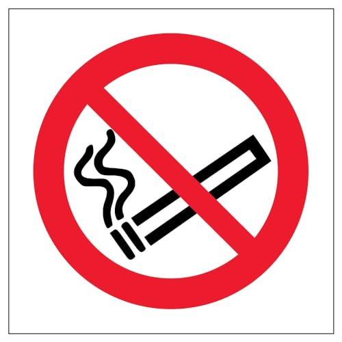 vsafety 57017 ae-s "No Smoking Logo" VERBOTSZEICHEN, selbstklebend, quadratisch, 80 mm x 80 mm, schwarz/rot von VSafety