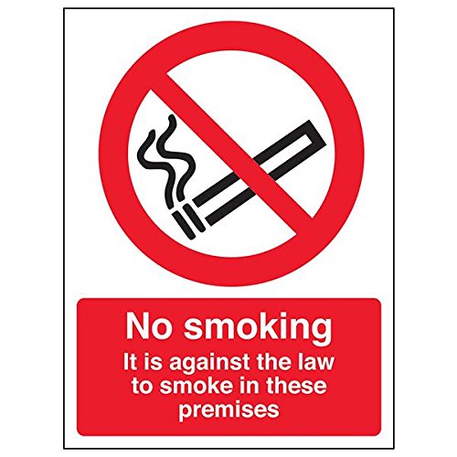 vsafety 57020bc-w "No Smoking/Against the Law" Sign, Portrait, 300 mm x 400 mm (3 Stück) von VSafety