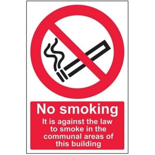 vsafety 57023 au-r "Against the Law to smoke/kompletten kommunalbereich" Verbot nicht rauchen Schild, starrer Kunststoff, Porträt, 200 mm x 300 mm, schwarz/rot von VSafety