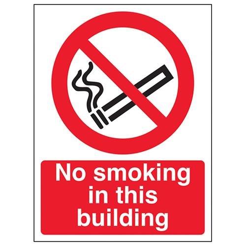 VSafety No Smoking In This Building Prohibition Schild – Hochformat – 150 mm x 200 mm – 1 mm starrer Kunststoff von V Safety