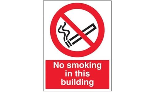 vsafety 57029bc-r "Nicht rauchen in diesem Gebäude" Verbot Zeichen, starrer Kunststoff, Porträt, 300 mm x 400 mm, schwarz/rot von VSafety