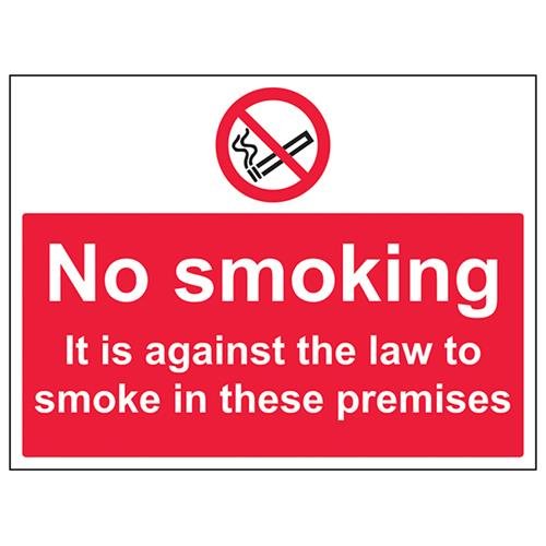 VSafety No Smoking/Against The Law Prohibition Schild, Querformat, 400 x 300 mm, 1 mm starrer Kunststoff von V Safety