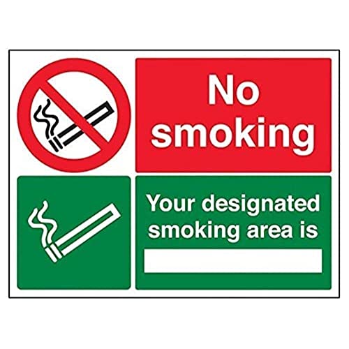 vsafety 57040bf-s "No Smoking/Ihr" DESIGNATED SMOKING AREA Verbotszeichen, selbstklebend, Landschaft, 400 mm x 300 mm, schwarz/grün/rot von VSafety