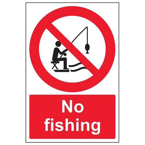 vsafety 58004 au-r"Keine Fischerei" Verbot Wasser Schild, starrer Kunststoff, Porträt, 200 mm x 300 mm, schwarz/rot von VSafety