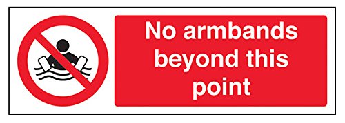 VSafety Verbotsschild "No Arms Beyond This Point", Querformat, 300 x 100 mm, 1 mm starrer Kunststoff von V Safety