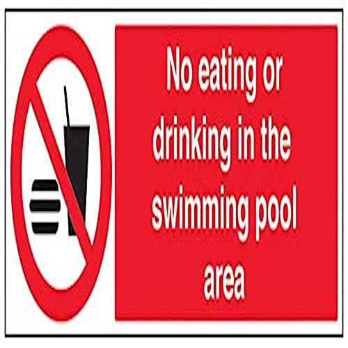 vsafety 58014bp-s "Kein Essen oder Trinken in the Swimming Pool-Bereich" Verbot Wasser Schild, selbstklebend, Landschaft, 600 mm x 200 mm x 200 mm, rot von VSafety