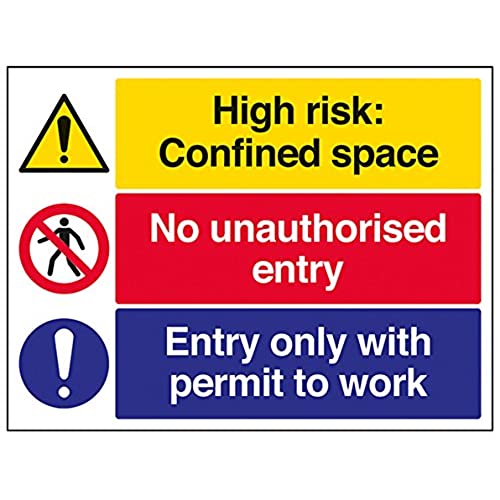 VSafety Warnschild "Confined Space/No Unauthorized Entry/Permit To Work", Querformat, 400 x 300 mm, 1 mm starrer Kunststoff VSafety Warnschild "Confined Space/No Unauthorized Entry/Permit To Work", Querformat, 400 x 300 mm, 1 mm starrer Kunststoff von VSafety