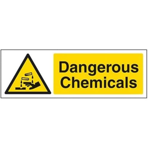 vsafety 6 a075ax-s "Gefährliche Chemikalien" Achtung Substanz und chemische Zeichen, selbstklebendes Vinyl, Landschaft, 300 mm x 100 mm, schwarz/gelb von VSafety