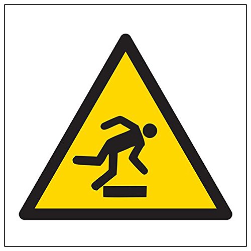 vsafety 61006 AF-S "Achtung Trip Hazard Logo Schild, quadratisch, 100 mm x 100 mm (3 Stück) von VSafety